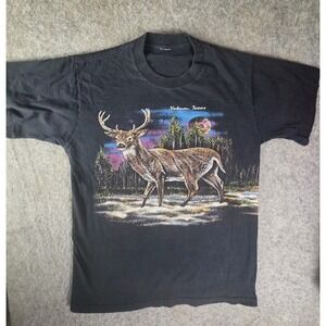 Vtg 90s Hazelwood Premo Deer T-Shirt Size Large Wrap Around Graphic Texas  Faded